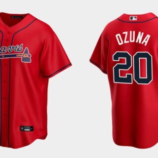 Men's Atlanta Braves #20 Marcell Ozuna Red Cool Base Stitched Jersey