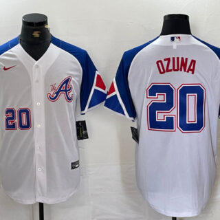 Men's Atlanta Braves #20 Marcell Ozuna White 2024 Home Limited Stitched Baseball Jersey