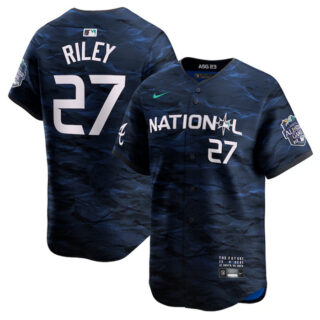 Men's Atlanta Braves #27 Austin Riley Royal 2023 All-Star Cool Base Stitched Baseball Jersey