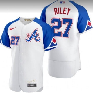 Men's Atlanta Braves #27 Austin Riley White 2023 City Connect Flex Base Stitched Jersey