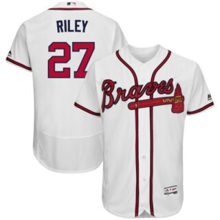 Men's Atlanta Braves #27 Austin Riley White Flex Base Stitched Jersey
