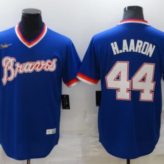 Men's Atlanta Braves #44 Hank Aaron Royal Cool Base Stitched Jersey