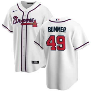 Men's Atlanta Braves #49 Aaron Bummer White Cool Base Stitched Baseball Jersey