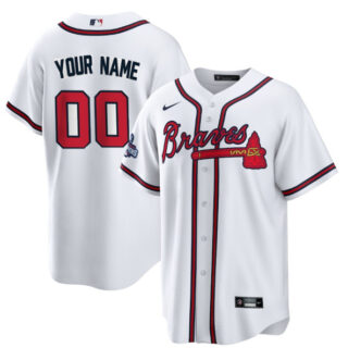 Men's Atlanta Braves Active Player Custom 2021 White World Series Champions Cool Base Stitched Jersey