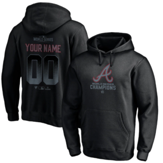 Men's Atlanta Braves Black 2021 World Series Champions Custom Name & Number Pullover Hoodie