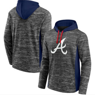 Men's Atlanta Braves Gray Navy Instant Replay Color Block Pullover Hoodie