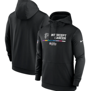 Men's Atlanta Falcons 2022 Black Crucial Catch Therma Performance Pullover Hoodie