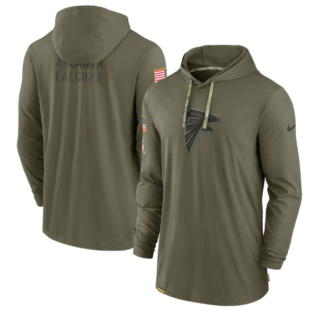 Men's Atlanta Falcons 2022 Olive Salute To Service Tonal Pullover Hoodie