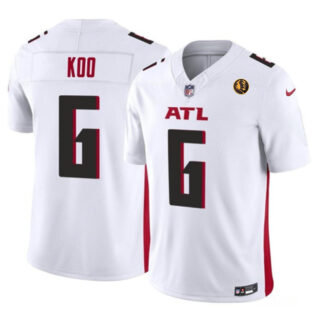 Men's Atlanta Falcons #6 Younghoe Koo White 2023 F.U.S.E. With John Madden Patch Vapor Limited Stitched Football Jersey