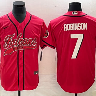 Men's Atlanta Falcons #7 Bijan Robinson Red With Patch Cool Base Stitched Baseball Jersey