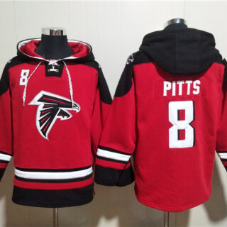 Men's Atlanta Falcons #8 Kyle Pitts Red Ageless Must-Have Lace-Up Pullover Hoodie