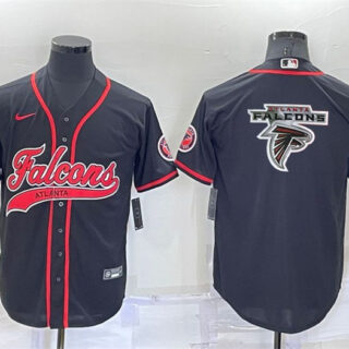 Men's Atlanta Falcons Black Team Big Logo With Patch Cool Base Stitched Baseball Jersey