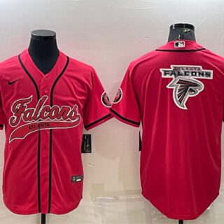 Men's Atlanta Falcons Red Team Big Logo With Patch Cool Base Stitched Baseball Jersey