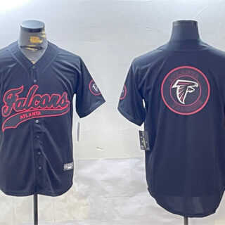 Men's Atlanta Falcons Team Big Logo Black With Patch Cool Base Stitched Baseball Jerseys