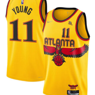 Men's Atlanta Hawks #11 Trae Young 2021-22 Yellow 75th Anniversary City Edition Stitched Jersey