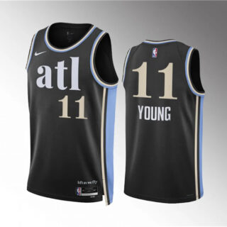 Men's Atlanta Hawks #11 Trae Young 2023 24 Black City Edition Stitched Basketball Jersey