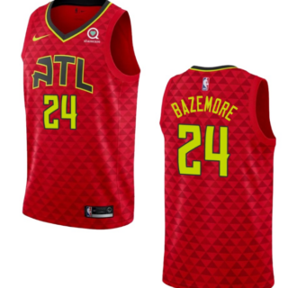 Men's Atlanta Hawks #24 Kent Bazemore Red Statement Edition Stitched Jersey