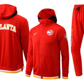 Men's Atlanta Hawks 75th Anniversary Red Performance Showtime Full-Zip Hoodie Jacket And Pants Suit