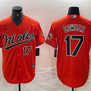 Men's Baltimore Orioles #17 Colton Cowser Orange Cool Base Stitched Jersey