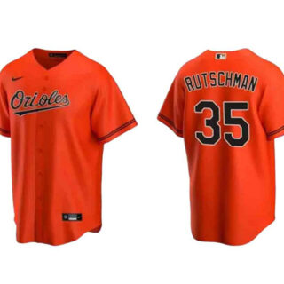 Men's Baltimore Orioles #35 Adley Rutschman Orange Cool Base Stitched Jersey