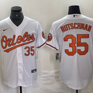 Men's Baltimore Orioles #35 Adley Rutschman White 2024 Home Limited Cool Base Stitched Baseball Jersey
