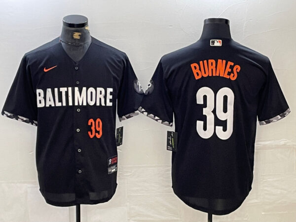 Men's Baltimore Orioles #39 Corbin Burnes Black 2023 City Connect Cool Base Stitched Baseball Jerseys