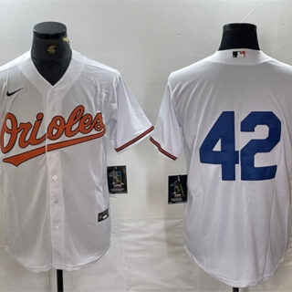 Men's Baltimore Orioles #42 Jackie Robinson White Cool Base Stitched Jersey