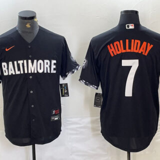 Men's Baltimore Orioles #7 Jackson Holliday Black 2023 City Connect Cool base jerseys