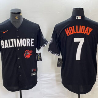 Men's Baltimore Orioles #7 Jackson Holliday Black 2023 City Connect Cool base jerseys 2