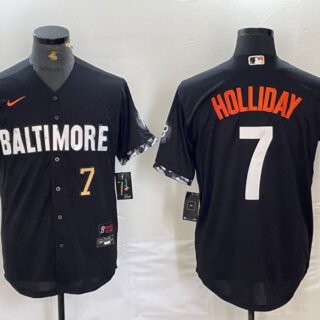 Men's Baltimore Orioles #7 Jackson Holliday Black 2023 City Connect Cool base jerseys 4