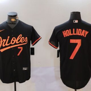 Men's Baltimore Orioles #7 Jackson Holliday Black Cool Base Stitched Baseball Jerseys