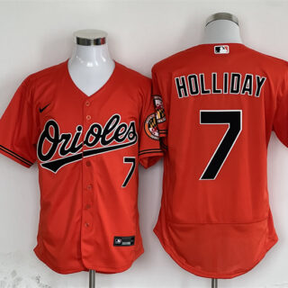 Men's Baltimore Orioles #7 Jackson Holliday Orange Flex Base Stitched Baseball Jersey