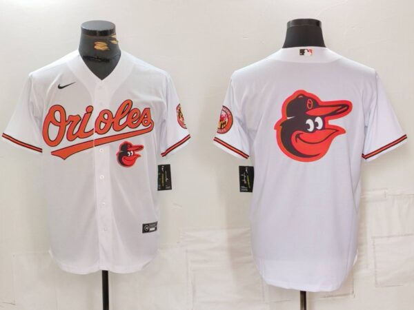 Men's Baltimore Orioles Big Logo White 2024 Home Limited Cool Base Stitched Baseball Jerseys