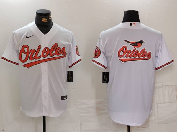 Men's Baltimore Orioles Big Logo White 2024 Home Limited Cool Base Stitched Baseball Jerseys