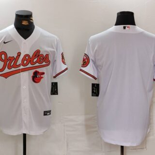 Men's Baltimore Orioles Blank White 2024 Home Limited Cool Base Stitched Baseball Jersey