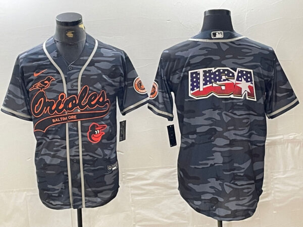 Men's Baltimore Orioles Gray Team Big Logo Cool Base Stitched Jerseys