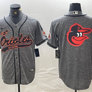 Men's Baltimore Orioles Gray Team Big Logo Cool Base Stitched Jersey