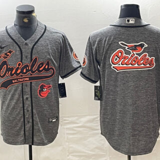 Men's Baltimore Orioles Gray Team Big Logo Cool Base Stitched Jerseys
