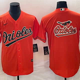 Men's Baltimore Orioles Orange Team Big Logo Cool Base Stitched Jersey