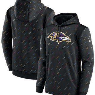 Men's Baltimore Ravens 2021 Charcoal Crucial Catch Therma Pullover Hoodie