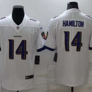 Men's Baltimore Ravens #14 Kyle Hamilton White Vapor Untouchable Limited Stitched Jersey