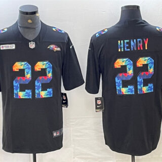 Men's Baltimore Ravens #22 Derrick Henry Black Crucial Catch Limited Football Jersey