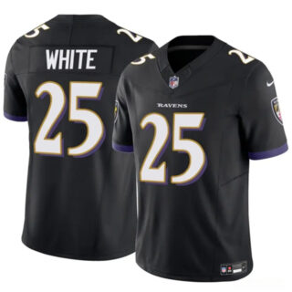 Men's Baltimore Ravens #25 Tre'Davious White Black 2023 F.U.S.E Vapor Limited Football Jersey