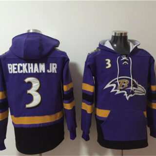 Men's Baltimore Ravens #3 Odell Beckham Jr. Ageless Must-Have Lace-Up Pullover Hoodie