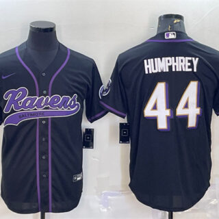 Men's Baltimore Ravens #44 Marlon Humphrey Black With Patch Cool Base Stitched Baseball Jersey