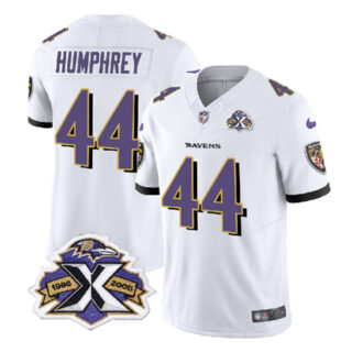 Men's Baltimore Ravens #44 Marlon Humphrey White 2023 F.U.S.E With Patch Throwback Vapor Limited Jersey