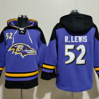 Men's Baltimore Ravens #52 Ray Lewis Ageless Must-Have Lace-Up Pullover Hoodie