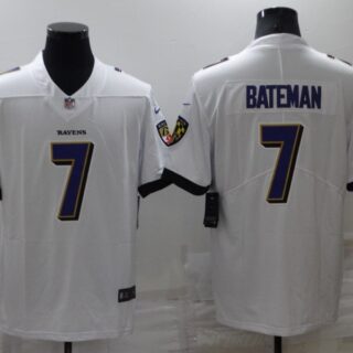 Men's Baltimore Ravens #7 Rashod Bateman White Vapor Untouchable Limited Stitched Jersey