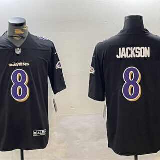 Men's Baltimore Ravens #8 Lamar Jackson Black Vapor Limited Football Jersey