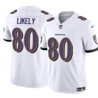 Men's Baltimore Ravens #80 Isaiah Likely White 2023 F.U.S.E. Vapor Limited Football Jersey